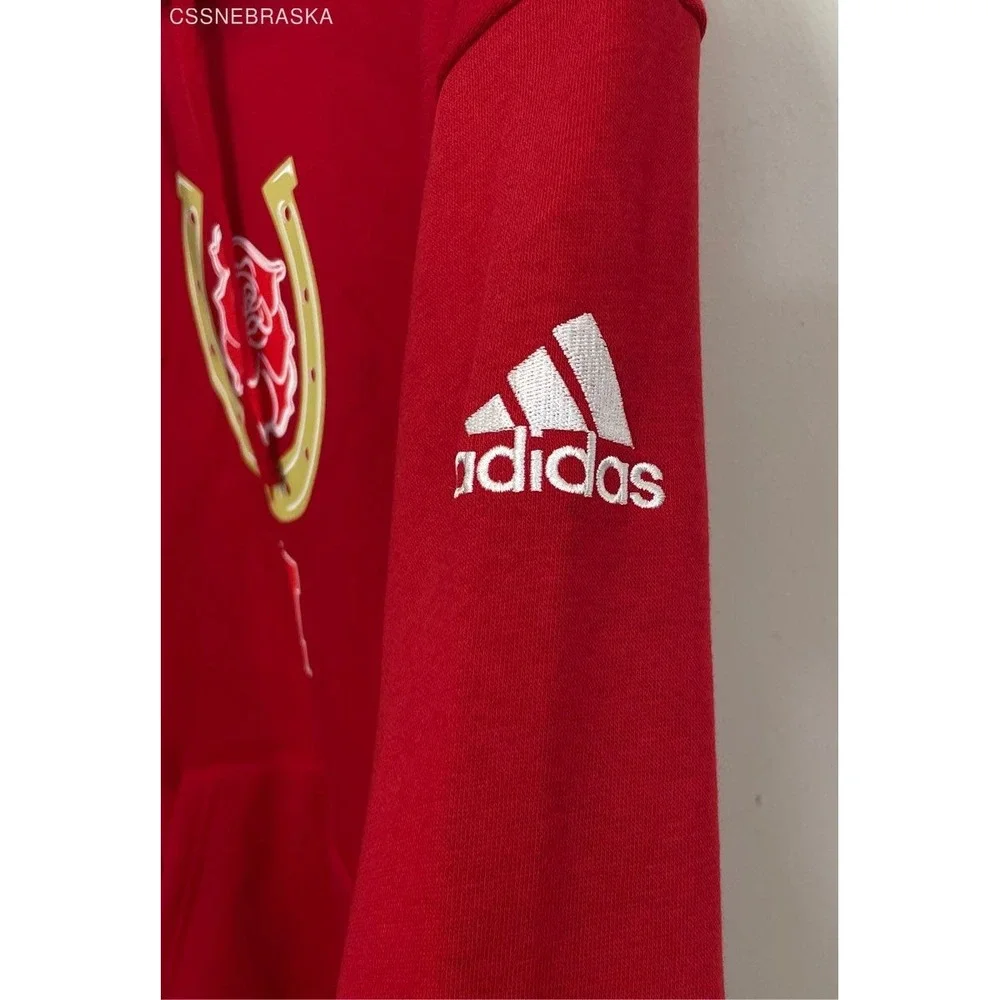 Adidas Red‎ Nebraska Huskers Horseshoe/Rose Hoodie - Size L - Picture 4 of 6